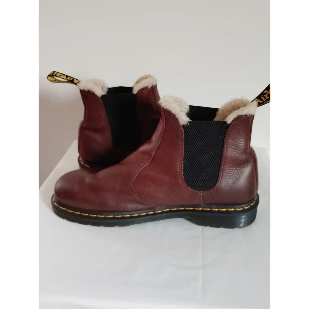 Dr. Martens 2976 FL Fur Lined Dark Brown Leather Chelsea Western Boots Men 12